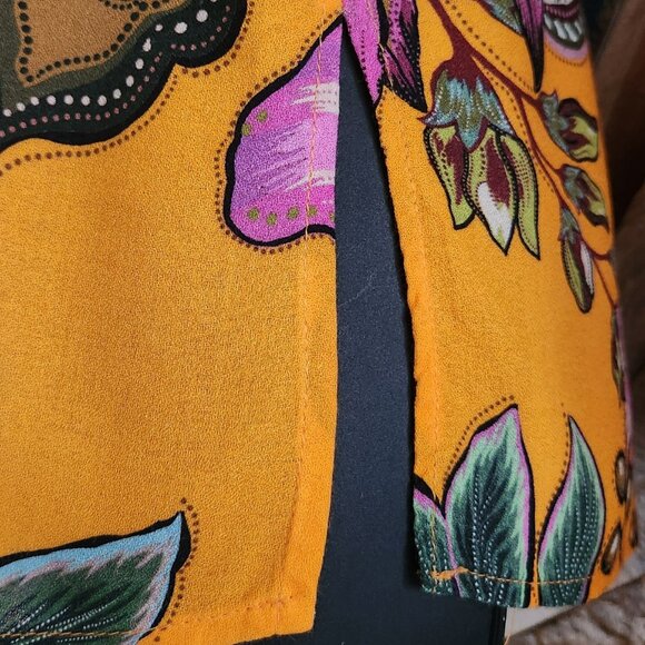 Farm Rio orange/purple florals side slits tunic/top/blouse Sz M - Picture 3 of 9
